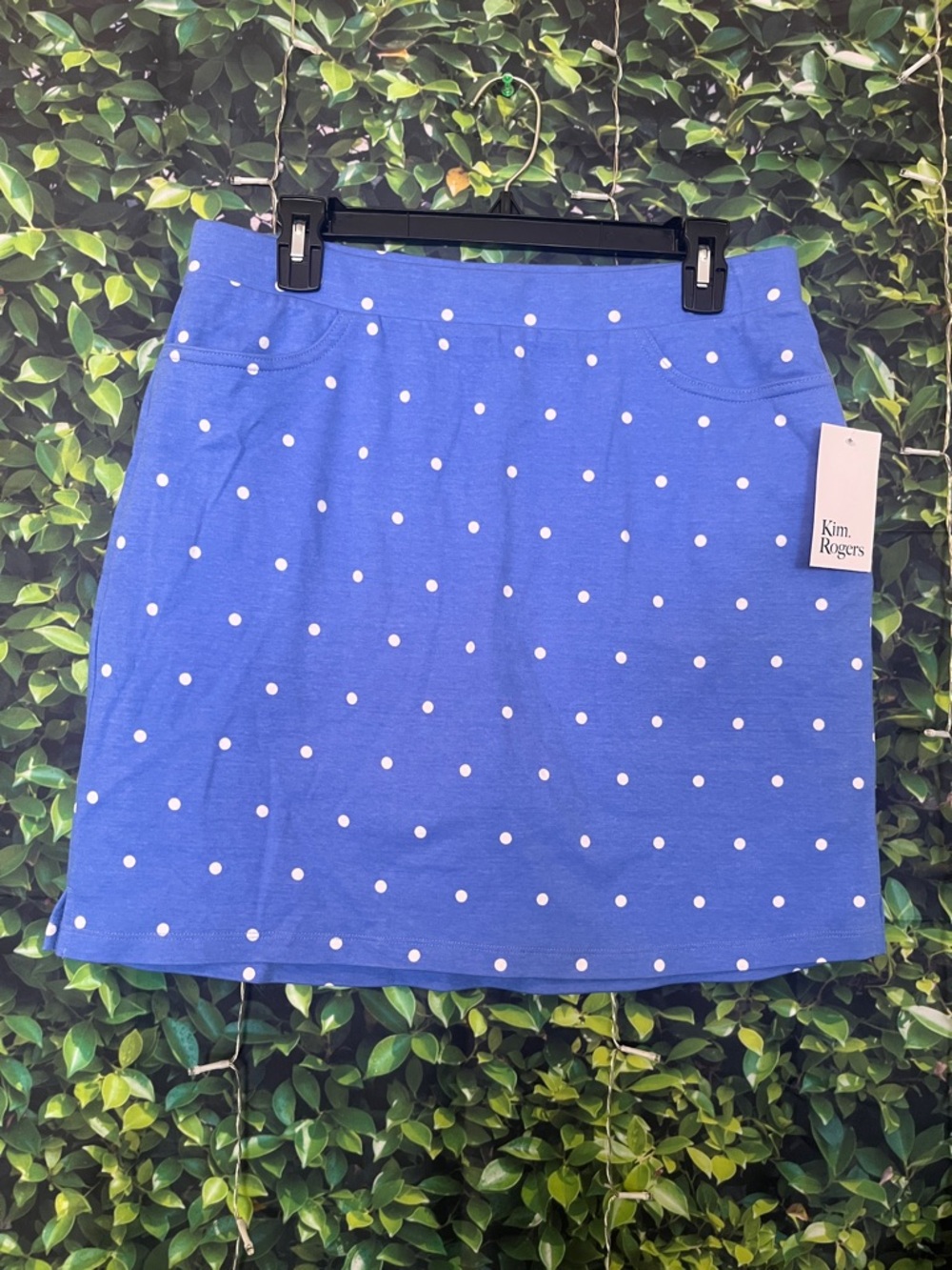 Kim Rogers Blue Polka Dot A-Line SKORT with White Dots - 100% Cotton